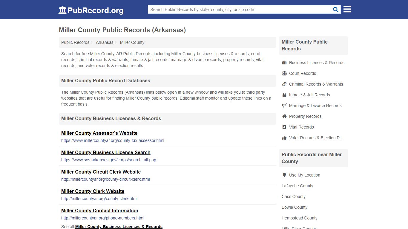 Free Miller County Public Records (Arkansas Public Records) - PubRecord.org